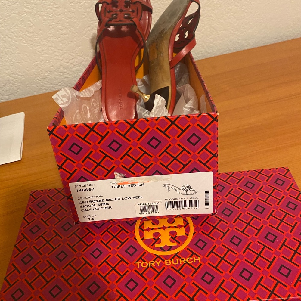 Tory Burch Red Heeled Sandals - Picture 5 of 5